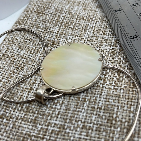 Vintage Sterling Silver Marcasite & MOP Swirl Pendant Necklace 16" - Picture 13 of 17